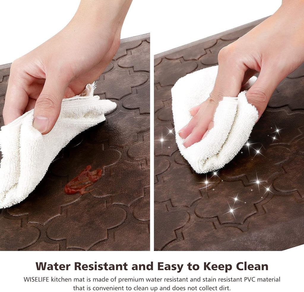 Kitchen Mat Cushioned Anti-Fatigue Floor Mat, 17.3" x 28", Thick Non-Slip Waterproof Kitchen Rug and Mat, Heavy Duty Foam Stand Mat for Kitchen, Floor, Home, Desk, Sink, Brown