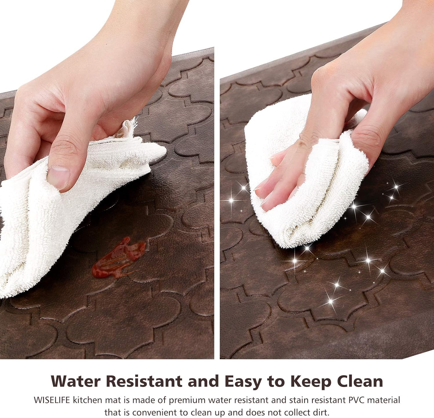 Kitchen Mat Cushioned Anti-Fatigue Floor Mat, 17.3" x 28", Thick Non-Slip Waterproof Kitchen Rug and Mat, Heavy Duty Foam Stand Mat for Kitchen, Floor, Home, Desk, Sink, Brown